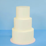 3 Tier White Wedding Cake with smooth white icing, perfect for custom decoration by Crumbs & Doilies